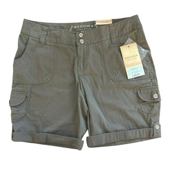 Sonoma Pants - Sonoma Modern Fit 8P Bermuda Shorts Olive Green Stretch Casual 8 Petite NWT